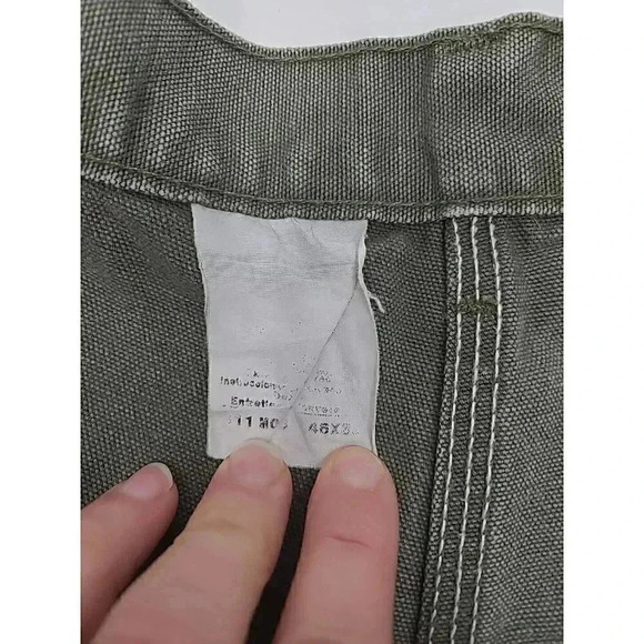 Vintage Carhartt Jeans Men's Size 46x31 Dungaree Green Duck Canvas Carpenter - Picture 4 of 5